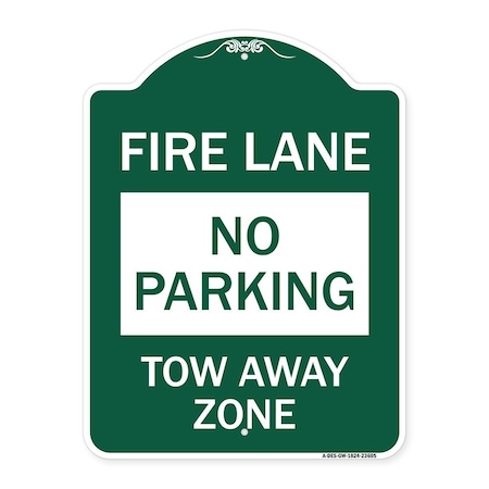 Signmission Designer Series No Parking Tow-Away Zone, Green & White Aluminum Sign, 18" x 24", GW-1824-23605 A-DES-GW-1824-23605